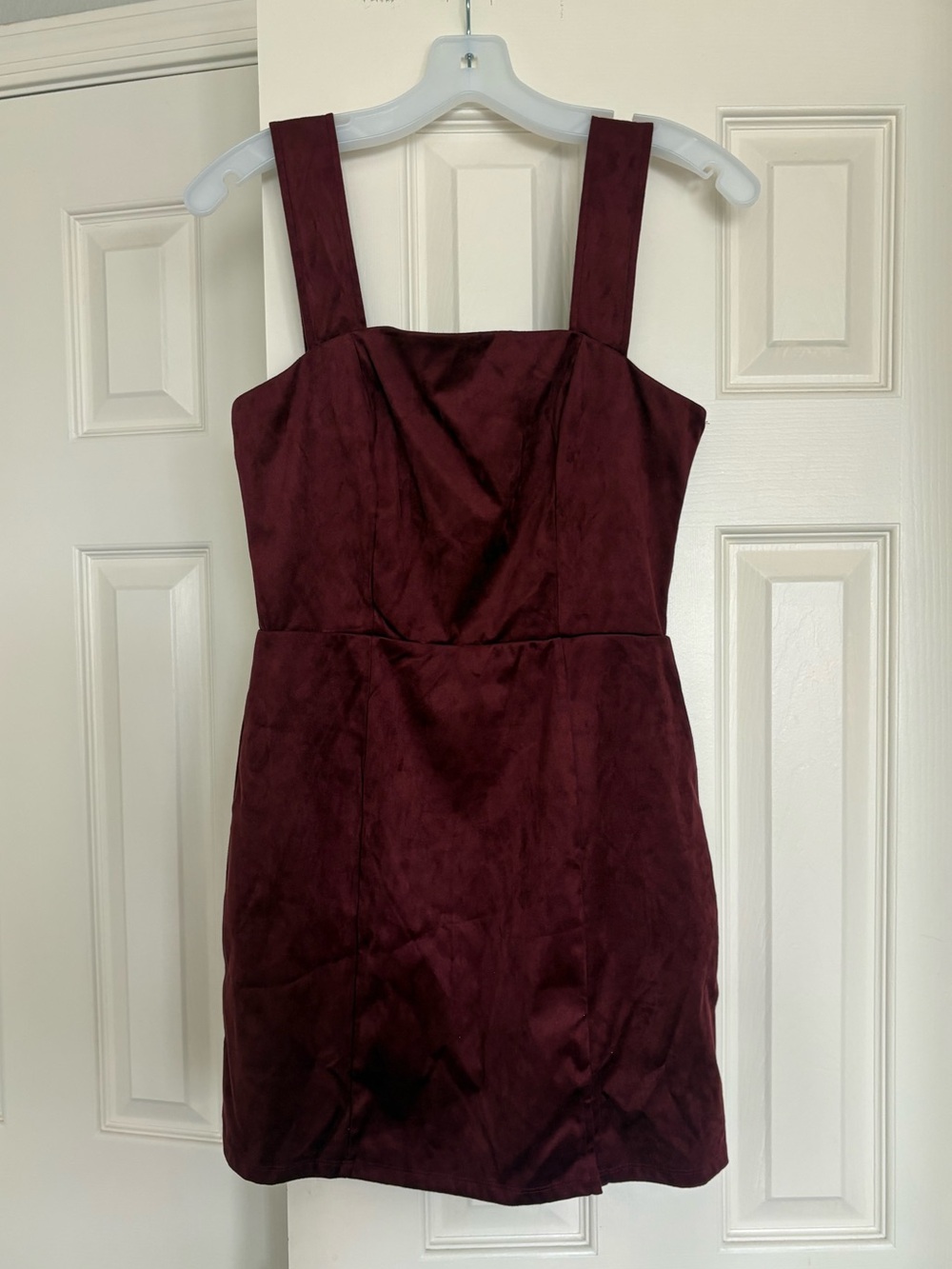 NWT Francesca’s Burgundy Suede Square Neck Mini Dress